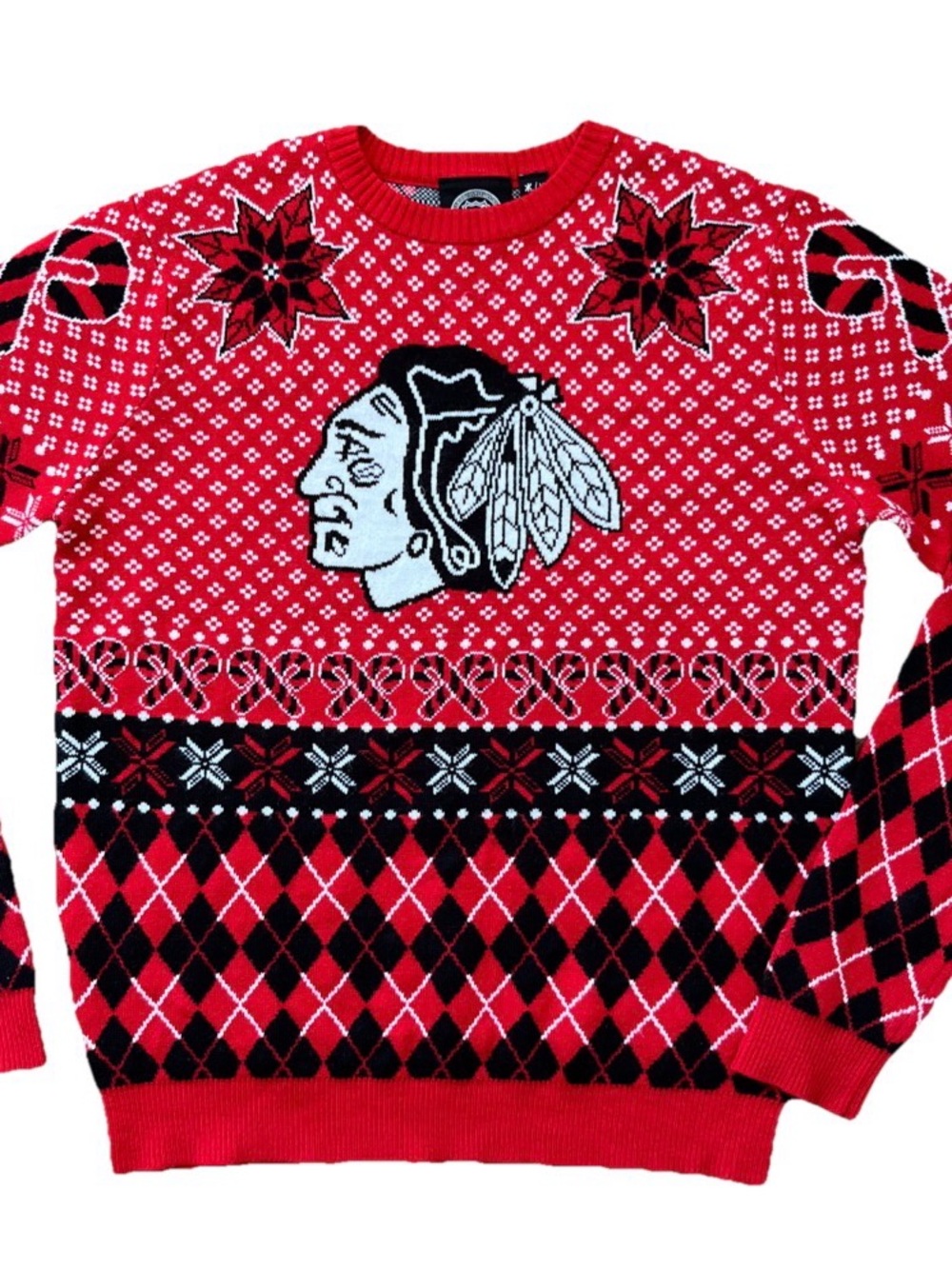 Chicago Blackhawks NHL Official Licensed Holiday Christmas Sweater Size Medium